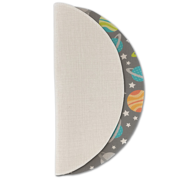 Space Explorer Round Linen Placemats - HALF FOLDED (single sided)