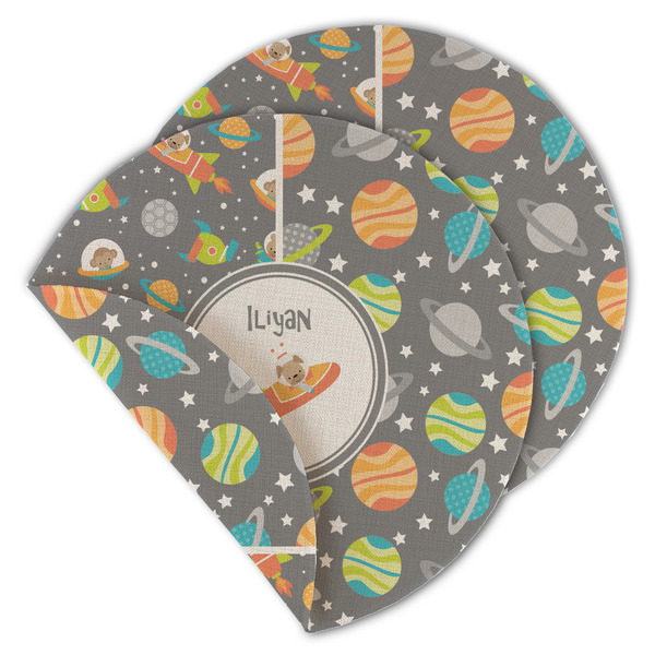 Custom Space Explorer Round Linen Placemat - Double Sided - Set of 4 (Personalized)