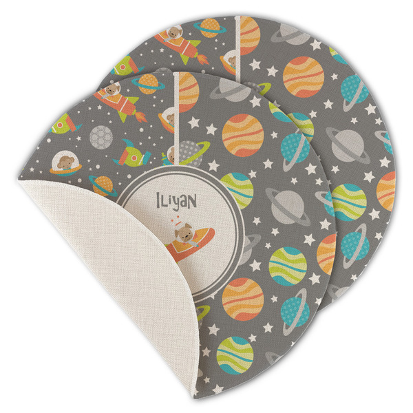 Custom Space Explorer Round Linen Placemat - Single Sided - Set of 4 (Personalized)