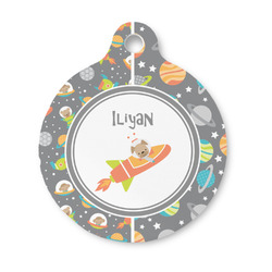 Space Explorer Round Pet ID Tag - Small (Personalized)