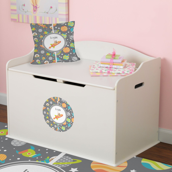 Space Explorer Round Wall Decal on Toy Chest