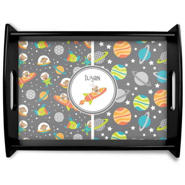 Custom Space Explorer Black Wooden Tray - Large (Personalized)