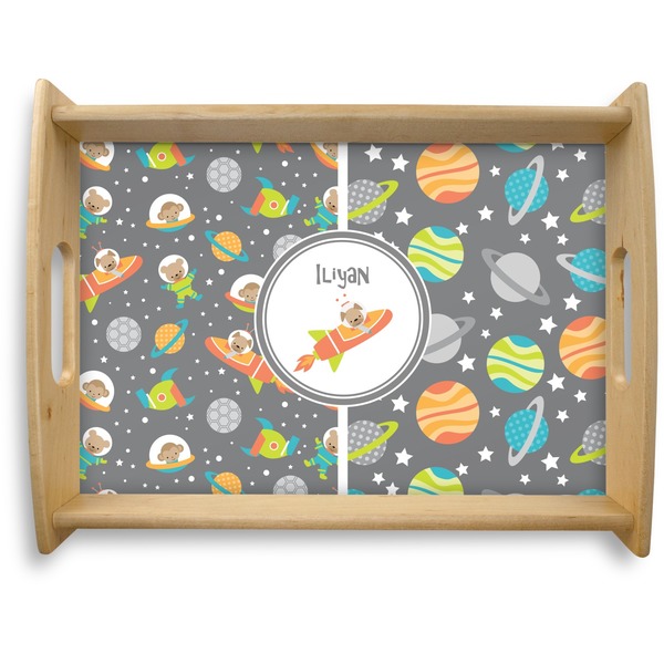 Custom Space Explorer Natural Wooden Tray - Large (Personalized)