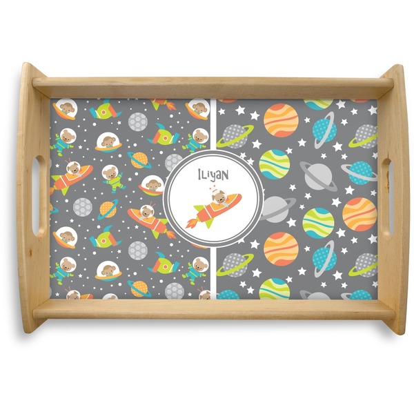 Custom Space Explorer Natural Wooden Tray - Small (Personalized)
