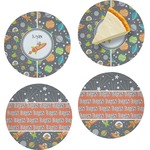 Space Explorer Set of 4 Glass Appetizer / Dessert Plate 8" (Personalized)