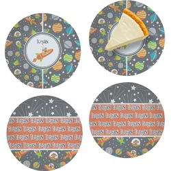 Space Explorer Set of 4 Glass Appetizer / Dessert Plate 8" (Personalized)