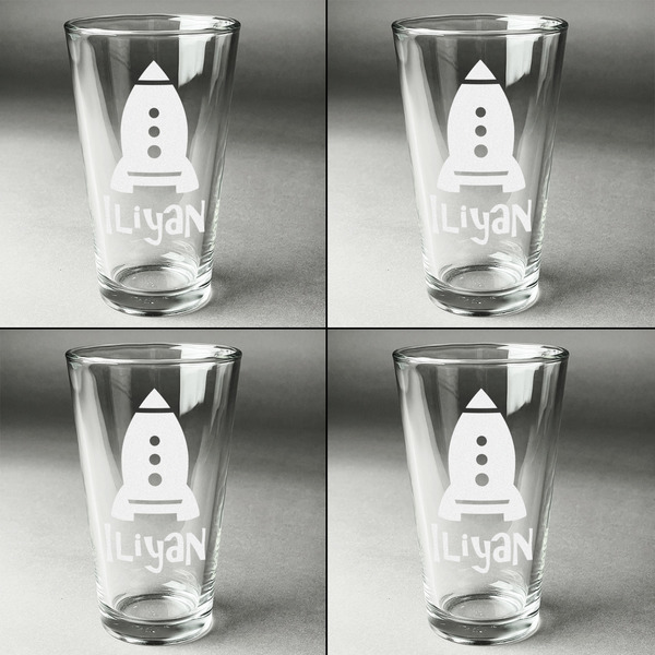 Space Explorer Set of Four Engraved Beer Glasses - Individual View