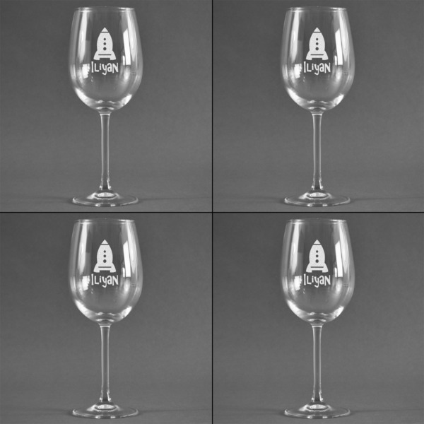 Space Explorer Set of Four Personalized Wineglasses (Approval)