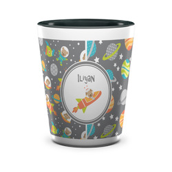 Space Explorer Ceramic Shot Glass - 1.5 oz - Two Tone - Set of 4 (Personalized)