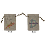 Space Explorer Small Burlap Gift Bag - Front & Back (Personalized)