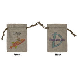 Space Explorer Small Burlap Gift Bag - Front & Back (Personalized)