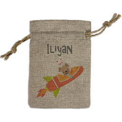 Space Explorer Small Burlap Gift Bag - Front (Personalized)