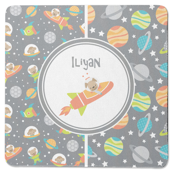 Custom Space Explorer Square Rubber Backed Coaster (Personalized)