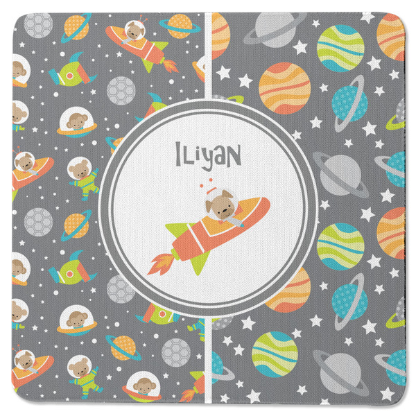 Custom Space Explorer Square Rubber Backed Coaster (Personalized)