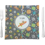 Space Explorer 9.5" Glass Square Lunch / Dinner Plate- Single or Set of 4 (Personalized)