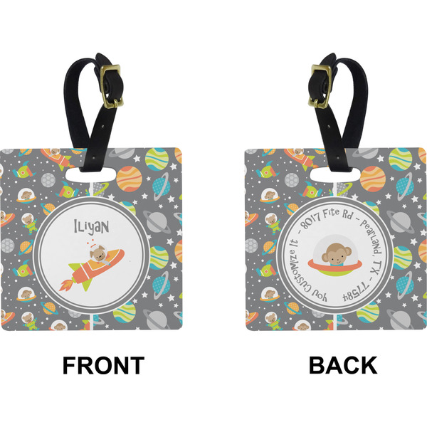 Space Explorer Square Luggage Tag (Front + Back)