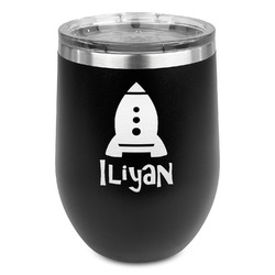 Space Explorer Stemless Stainless Steel Wine Tumbler - Black - Double Sided (Personalized)