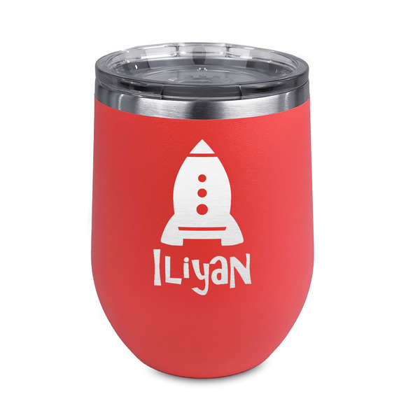 Custom Space Explorer Stemless Stainless Steel Wine Tumbler - Coral - Double Sided (Personalized)