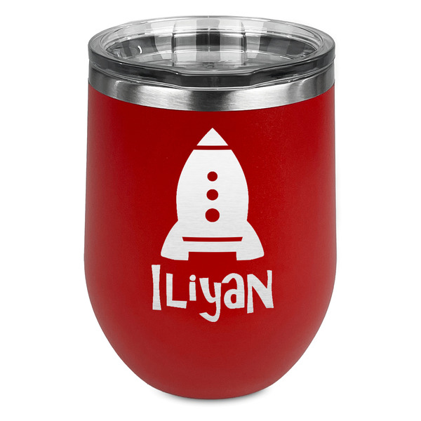 Custom Space Explorer Stemless Stainless Steel Wine Tumbler - Red - Single Sided (Personalized)