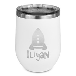 Space Explorer Stemless Stainless Steel Wine Tumbler - White - Single Sided (Personalized)