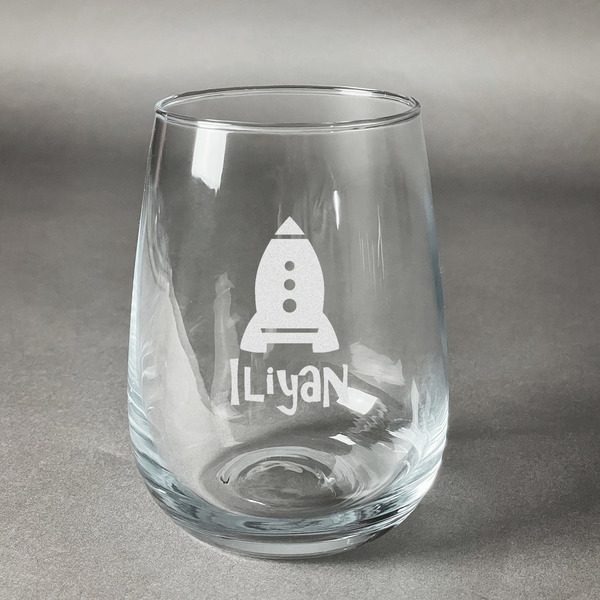 Custom Space Explorer Stemless Wine Glass (Single) (Personalized)