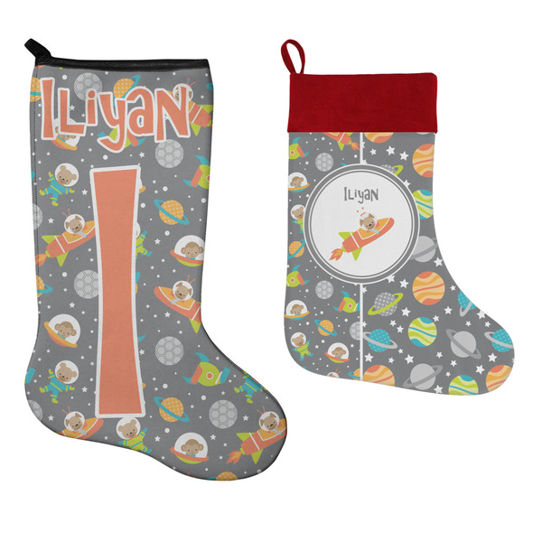 Space Explorer Stockings - Side by Side compare