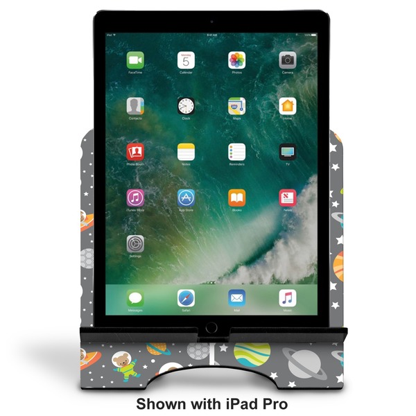 Space Explorer Stylized Tablet Stand - Front with ipad