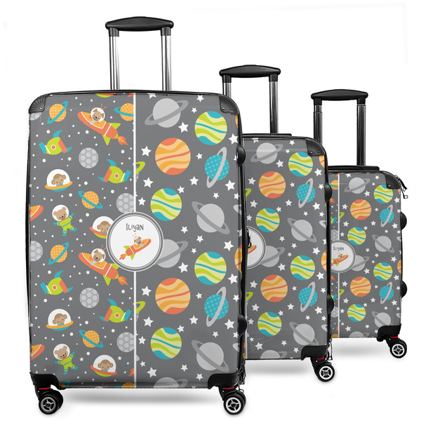 Custom Space Explorer 3 Piece Luggage Set - 20" Carry On, 24" Medium Checked, 28" Large Checked (Personalized)