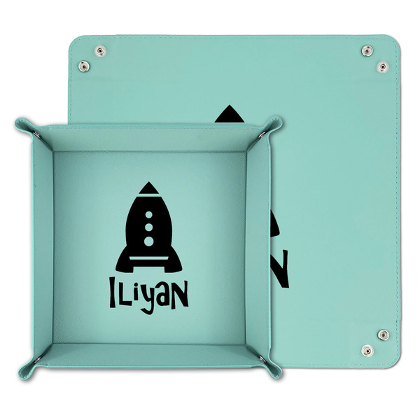 Space Explorer Teal Faux Leather Valet Trays - PARENT MAIN