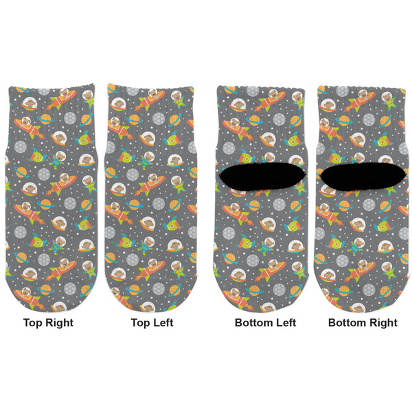 Space Explorer Toddler Ankle Socks - Double Pair - Front and Back - Apvl