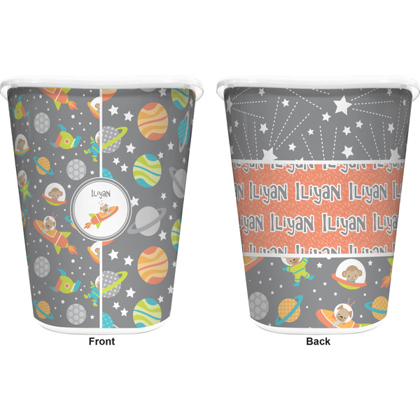 Space Explorer Trash Can White - Front and Back - Apvl