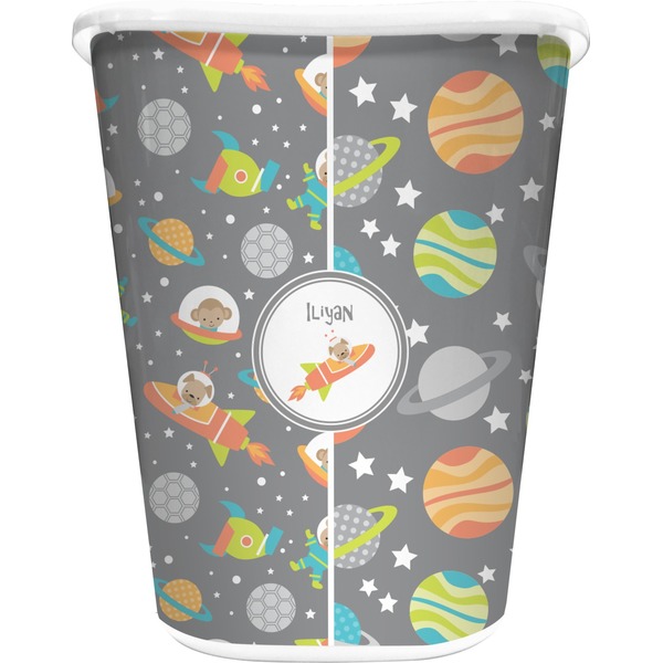 Custom Space Explorer Waste Basket - Double Sided (White) (Personalized)