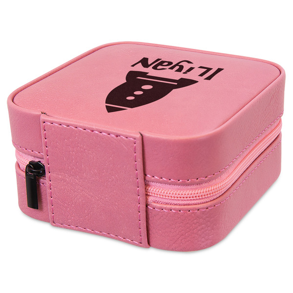 Space Explorer Travel Jewelry Boxes - Leather - Pink - View from Rear
