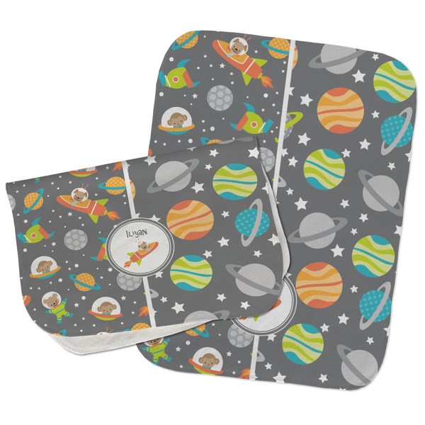 Space Explorer Two Rectangle Burp Cloths - Open & Folded