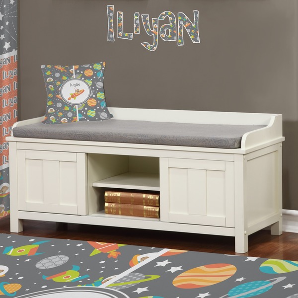 Space Explorer Wall Name Decal Above Storage bench