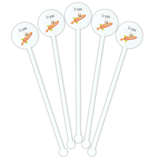 Space Explorer White Plastic 5.5" Stir Stick - Fan View