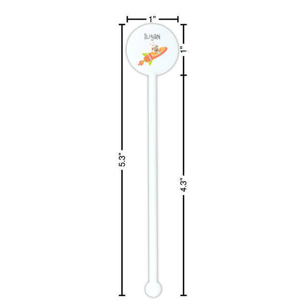 Space Explorer White Plastic 5.5" Stir Stick - Round - Dimensions