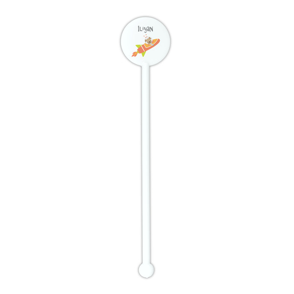 Space Explorer White Plastic 5.5" Stir Stick - Round - Single Stick
