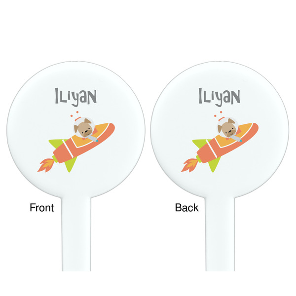 Space Explorer White Plastic 7" Stir Stick - Double Sided - Round - Front & Back