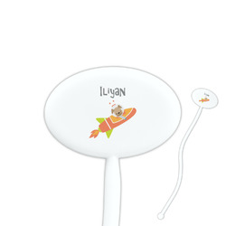 Space Explorer 7" Oval Plastic Stir Sticks - White - Double Sided (Personalized)
