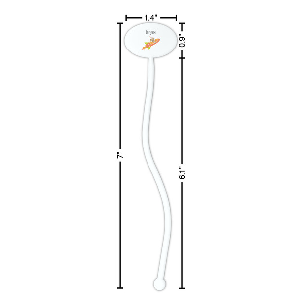 Space Explorer White Plastic 7" Stir Stick - Oval - Dimensions