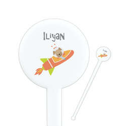 Space Explorer 7" Round Plastic Stir Sticks - White - Double Sided (Personalized)