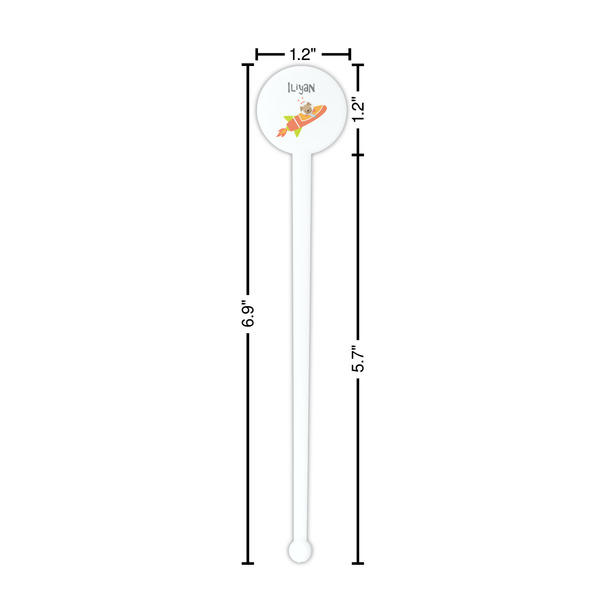 Space Explorer White Plastic 7" Stir Stick - Round - Dimensions