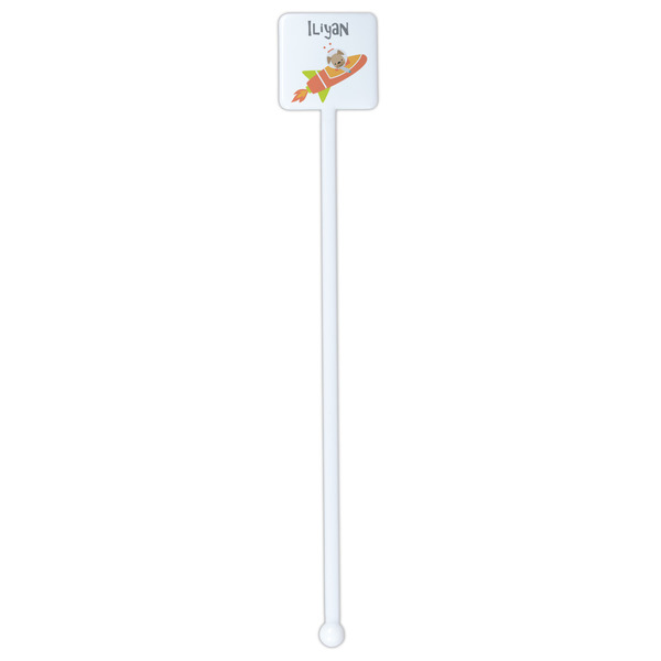 Space Explorer White Plastic Stir Stick - Double Sided - Square - Single Stick
