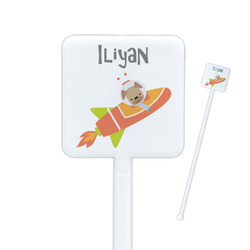 Space Explorer Square Plastic Stir Sticks - Double Sided (Personalized)