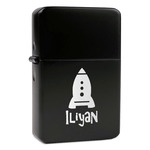 Space Explorer Windproof Lighter - Black - Single Sided & Lid Engraved (Personalized)