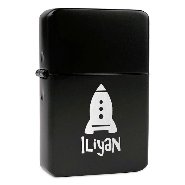 Custom Space Explorer Windproof Lighter - Black - Single Sided & Lid Engraved (Personalized)
