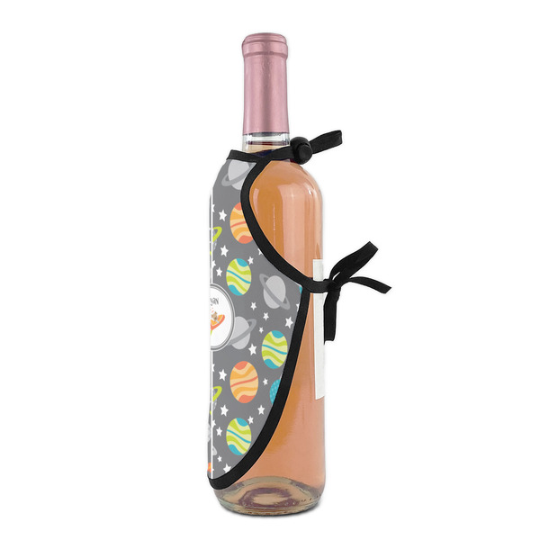 Space Explorer Wine Bottle Apron - DETAIL WITH CLIP ON NECK