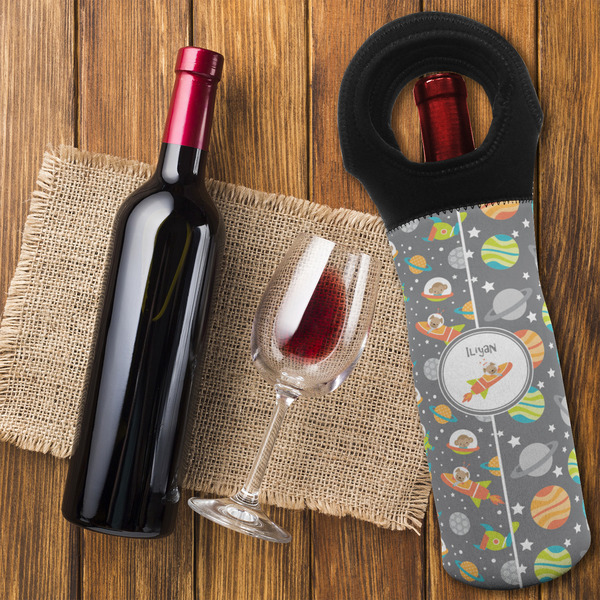 Space Explorer Wine Tote Bag - FLATLAY