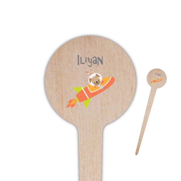 Custom Space Explorer 4" Round Wooden Food Picks - Double Sided (Personalized)